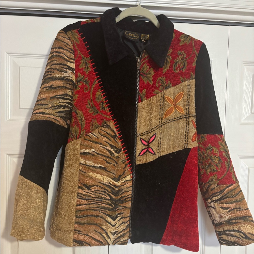 Allure Vintage Multicolor Patchwork Tapestry Jacket